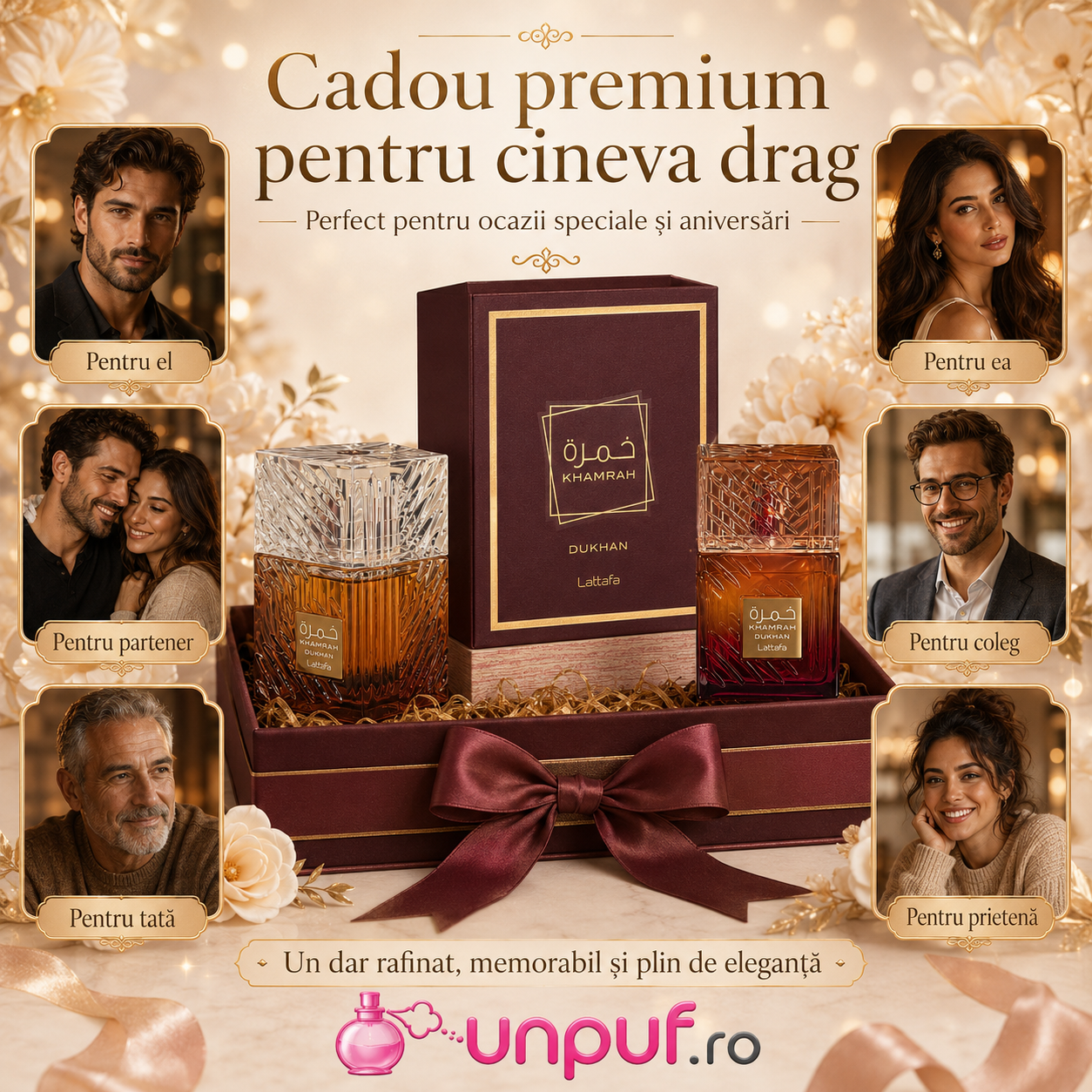 Khamrah Dukhan Lattafa cadou premium pentru el pentru ea partener prieten coleg tată parfum arăbesc unisex